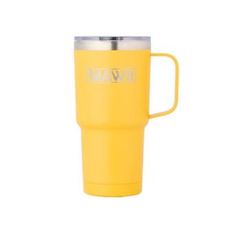 Edelstahl Becher mit Henkel, 600 ml, gelb gelb