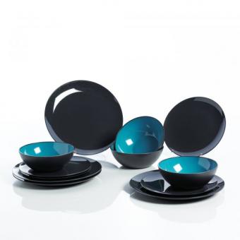 Geschirrset Grey Line türkis